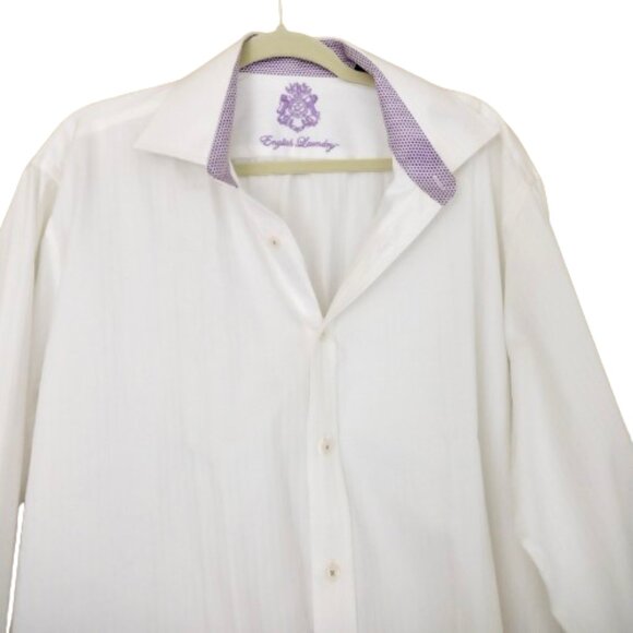 English Laundry White Mens Button-Down Long Sleeved Shirt Flip Cuff NWOT - Picture 4 of 5
